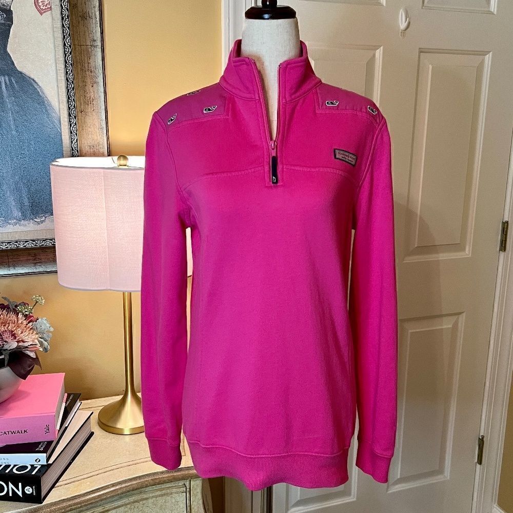 EEUC Women's Vineyard Vines Quarter Zip Pullover Size XS Hot Pink